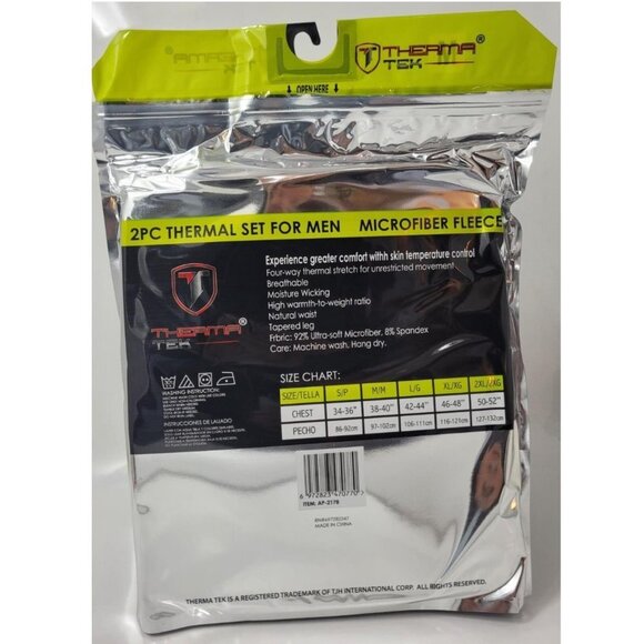 Men Thermal Long Johns Warm Underwear Set, Microfiber Fleece, Navy - Picture 3 of 4